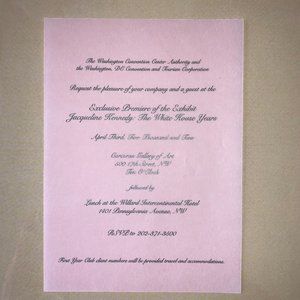 Jackie Kennedy White House Years Invitation